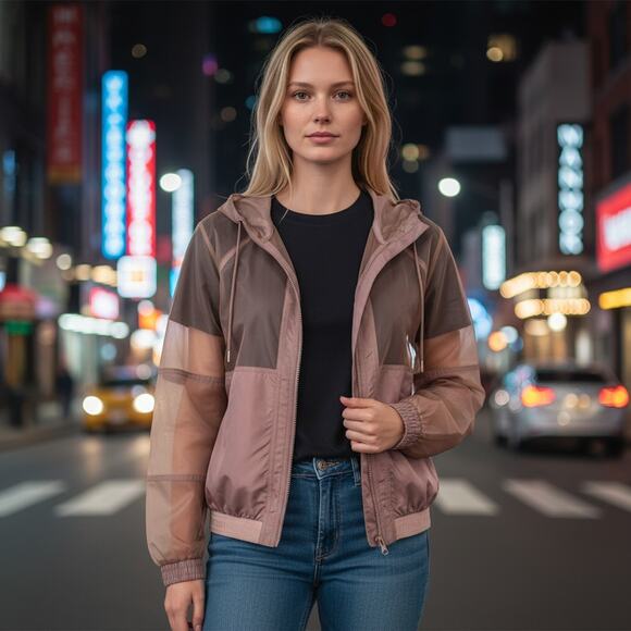 Stella McCarney X Adidas Windbreaker Hoodie Jacket Size XS Sheer Fabric - Picture 2 of 12